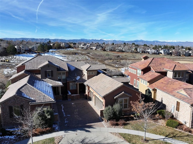 aerial view featuring a mountain view