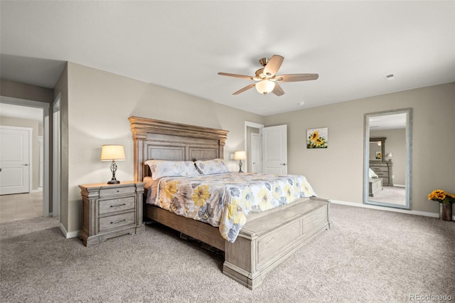 14075 Scarlet Sage St, Parker, CO 80134 - bedroom featuring light carpet, baseboards, and a ceiling fan