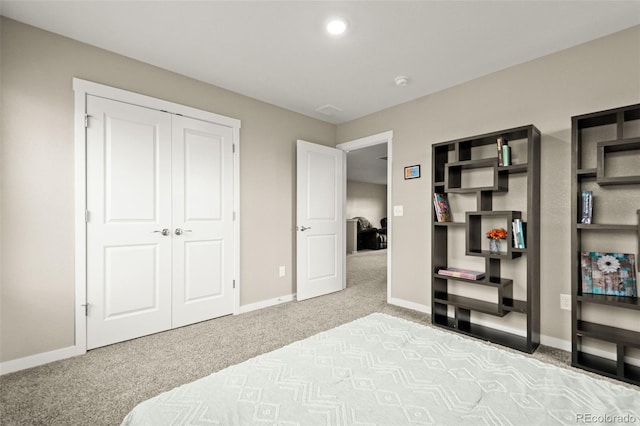 14075 Scarlet Sage St, Parker, CO 80134 - carpeted bedroom featuring baseboards, a closet, and recessed lighting