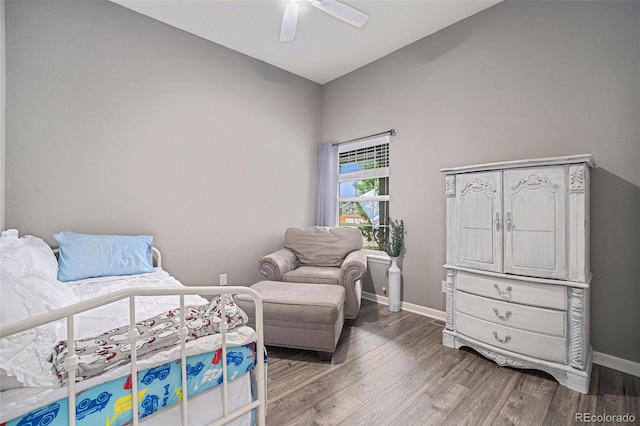 2726 Aylesbury Way, Johnstown, CO 80534 - bedroom with baseboards, wood finished floors, and a ceiling fan