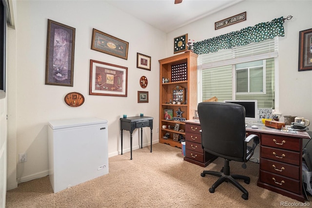 2726 Aylesbury Way, Johnstown, CO 80534 - office space featuring carpet floors, baseboards, and ceiling fan