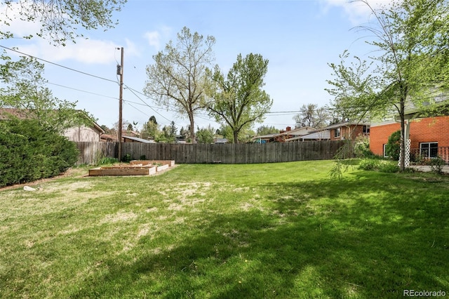 view of yard featuring a garden