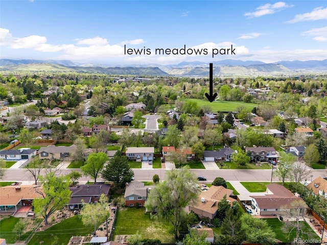 aerial perspective of suburban area with a mountain backdrop