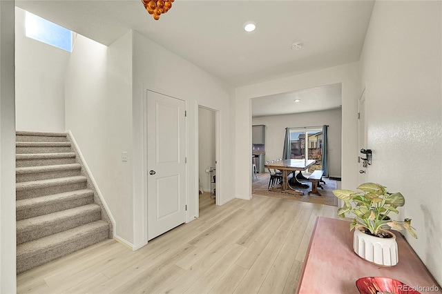 interior space with light hardwood / wood-style floors