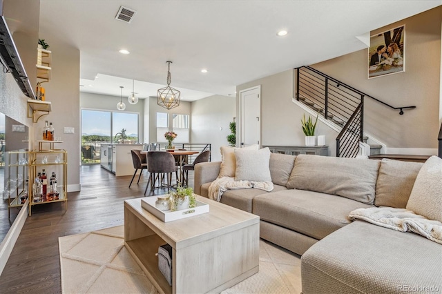 living room featuring hardwood / wood-style flooring