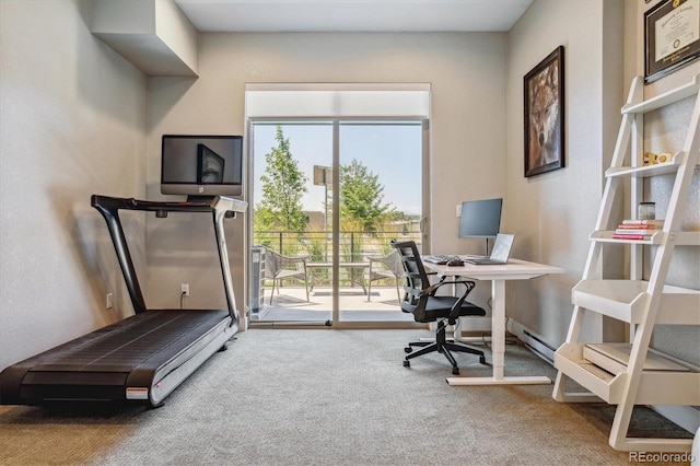 home office featuring carpet flooring