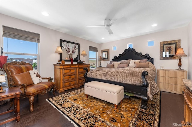 2999 Merry Rest Way, Castle Rock, CO 80109 - bedroom featuring dark wood finished floors, recessed lighting, and ceiling fan