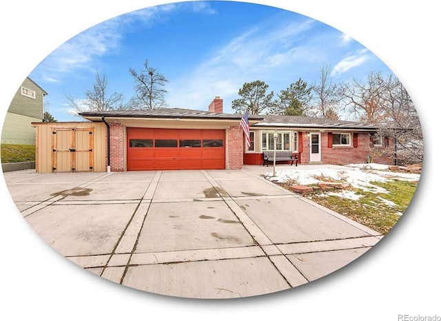 single story home with a garage