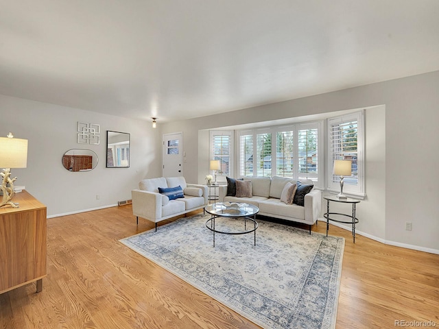 living room featuring light hardwood / wood-style flooring