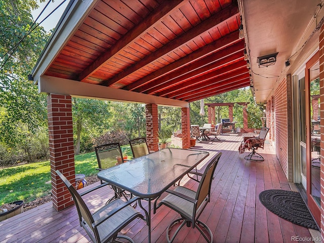 deck featuring grilling area