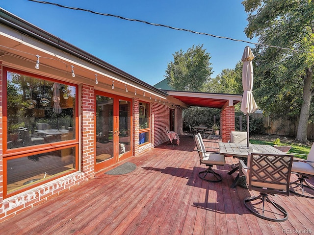 wooden deck with french doors