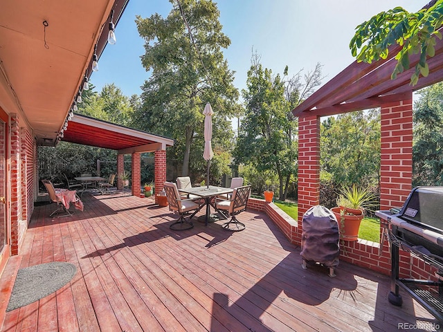 deck featuring grilling area