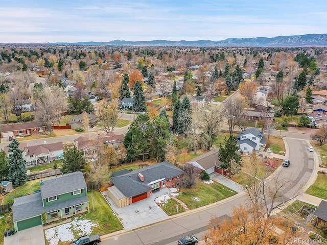 drone / aerial view with a mountain view