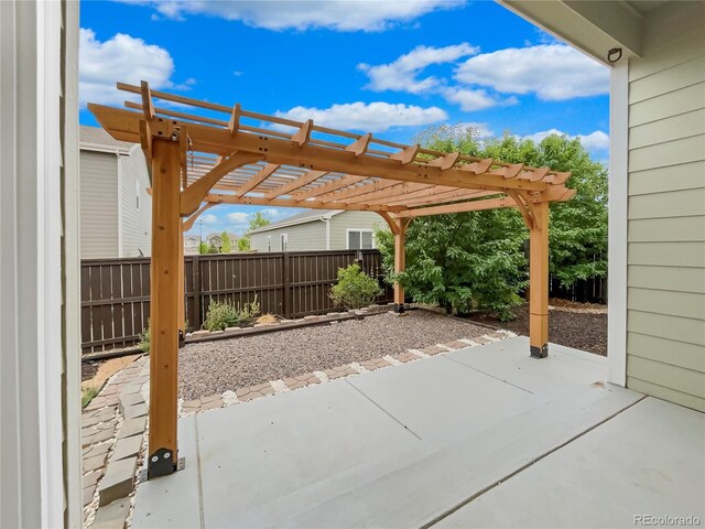 view of patio / terrace featuring a pergola