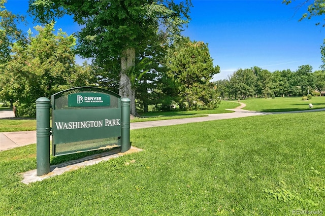 1457 S Franklin St, Denver, CO 80210 - community / neighborhood sign featuring a lawn