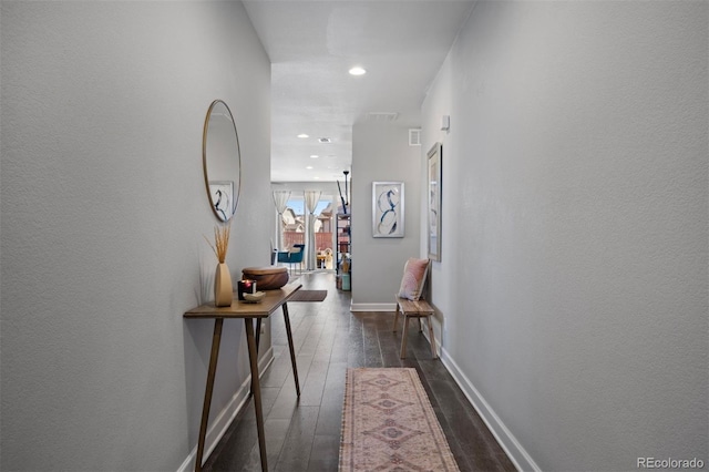 hall featuring dark hardwood / wood-style flooring