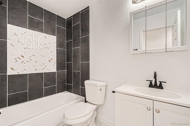 1272 Bluebird St, Brighton, CO 80601 - bathroom with vanity, shower / bathtub combination, and a textured ceiling