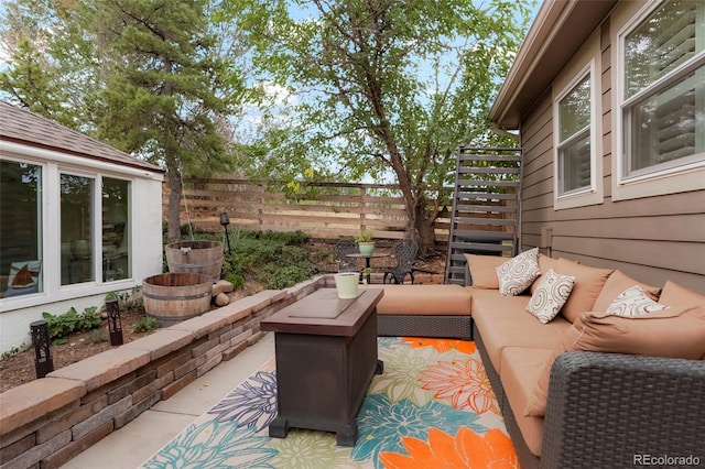 view of patio / terrace with an outdoor living space