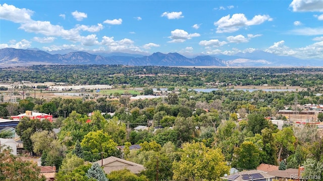 aerial view with a mountain view