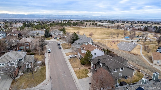 aerial view with a mountain view