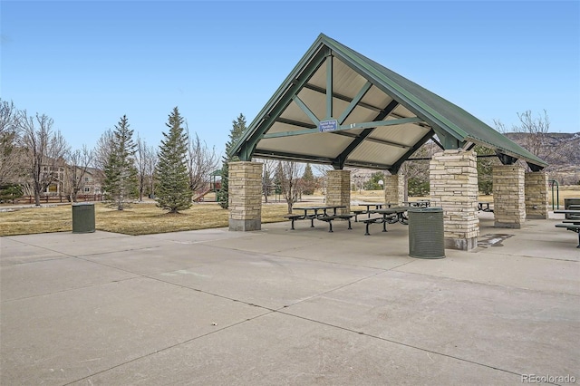 view of community with a gazebo