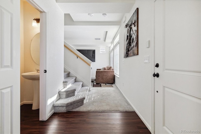 interior space featuring dark hardwood / wood-style flooring