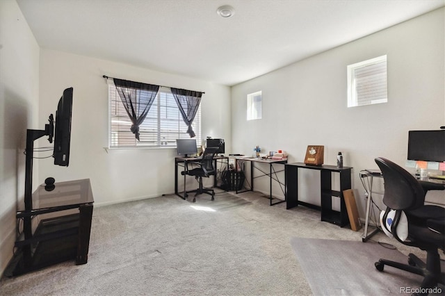 office featuring light colored carpet