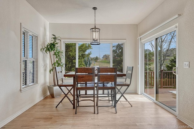 580 Eagle Nest Ct, Golden, CO 80401 - dining space featuring a textured wall, light wood finished floors, and baseboards