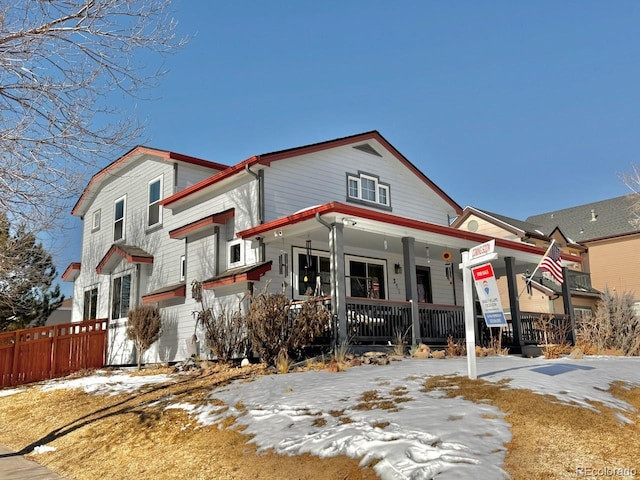 view of front of home featuring covered porch