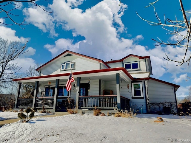 view of front of home featuring covered porch