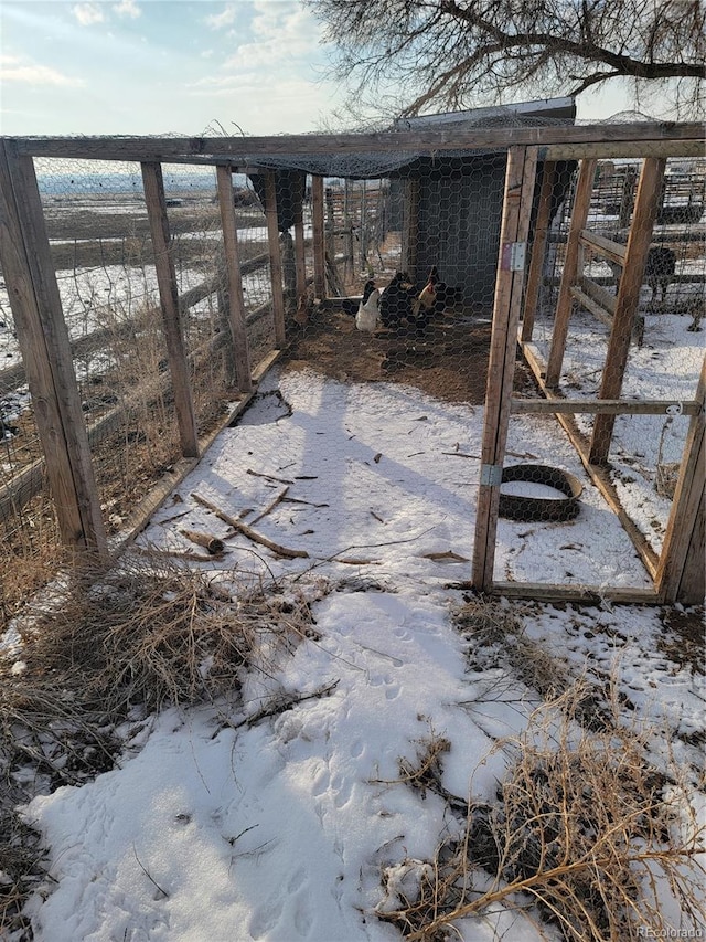 exterior space with an outbuilding