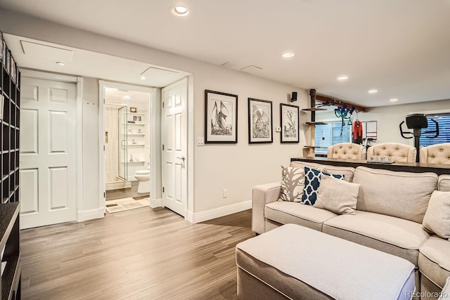 living room featuring light hardwood / wood-style flooring