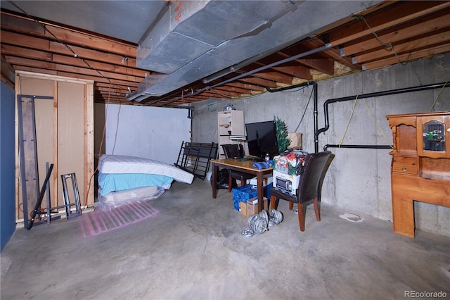view of unfinished basement