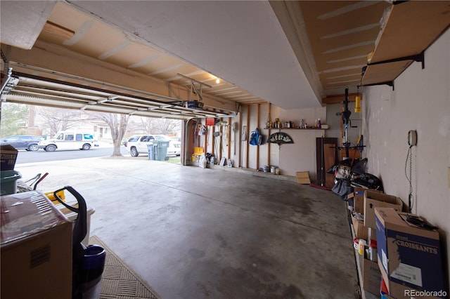 garage with a garage door opener