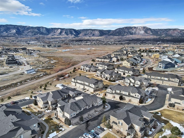 drone / aerial view with a mountain view