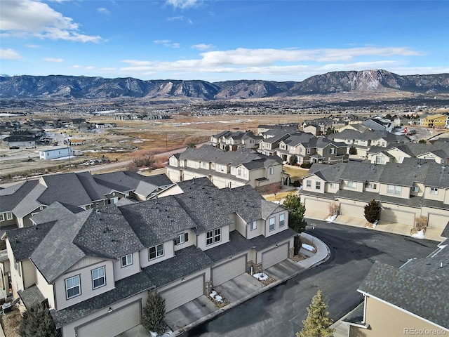 drone / aerial view with a mountain view