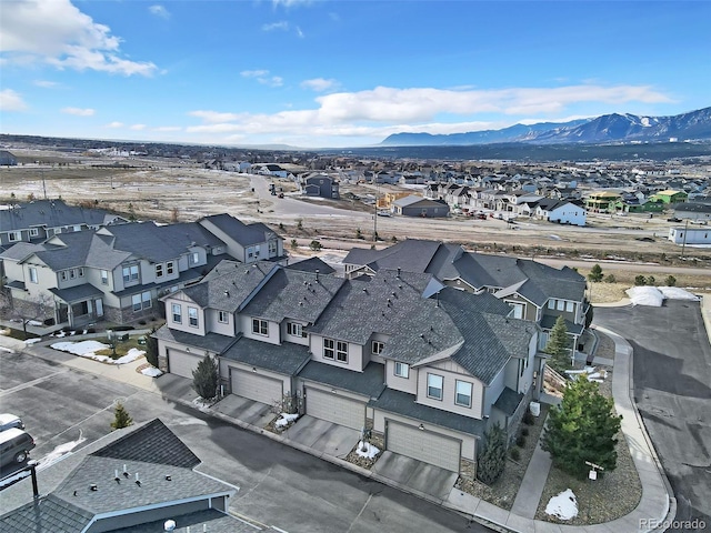 drone / aerial view with a mountain view