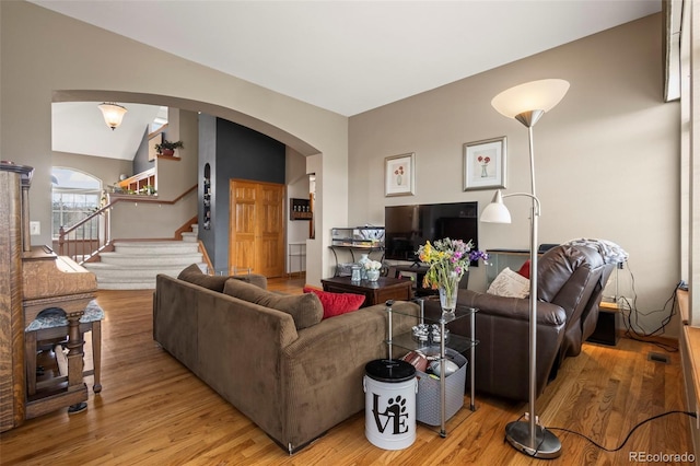 living room featuring light hardwood / wood-style floors