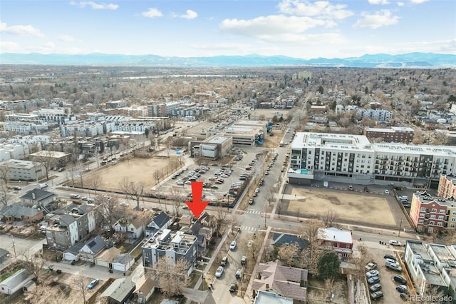 aerial view with a mountain view