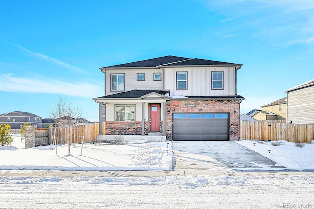 front of property with a garage