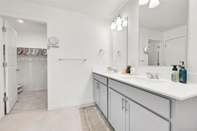 bathroom featuring vanity and tile patterned flooring