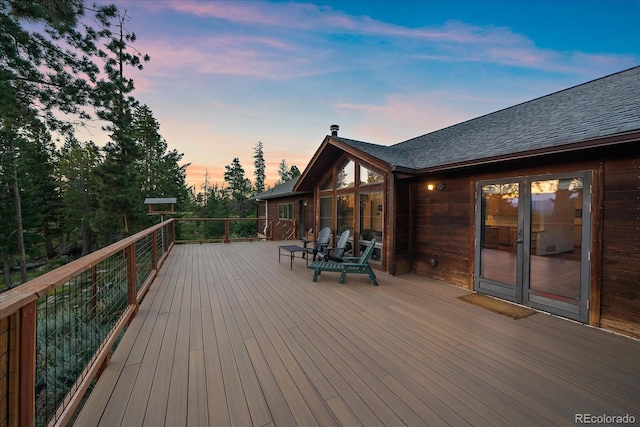 26452 Wolverine Trl, Evergreen, CO 80439 - wooden terrace with french doors