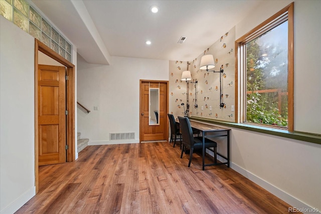 26452 Wolverine Trl, Evergreen, CO 80439 - office with wood finished floors, recessed lighting, and baseboards