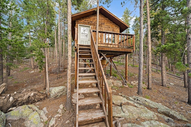 26452 Wolverine Trl, Evergreen, CO 80439 - view of outbuilding featuring stairway