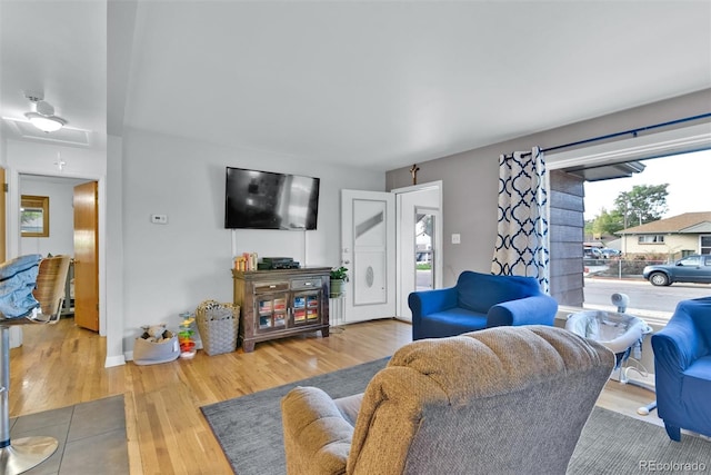 living room featuring hardwood / wood-style flooring and plenty of natural light