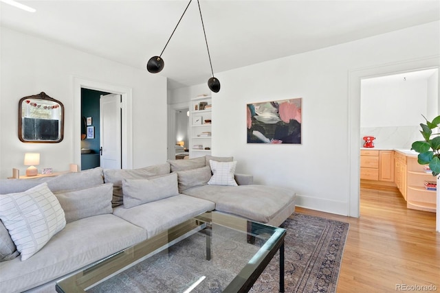 living room featuring light wood-style floors