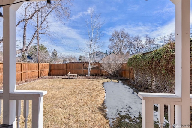 view of yard featuring a fenced backyard