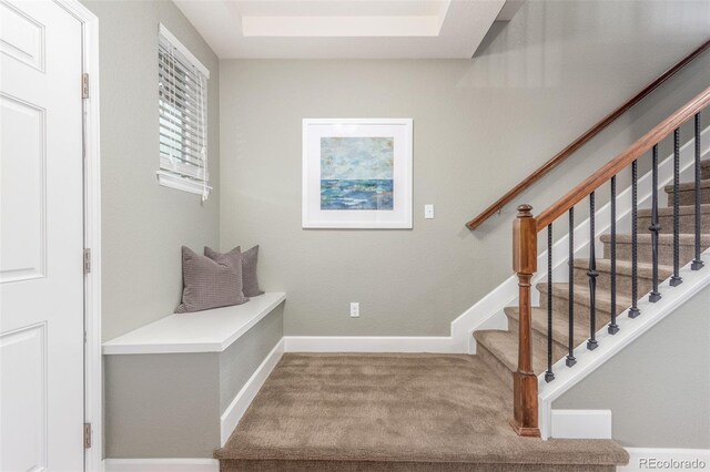 676 Fossil Bed Cir, Erie, CO 80516 - mudroom with carpet flooring and baseboards