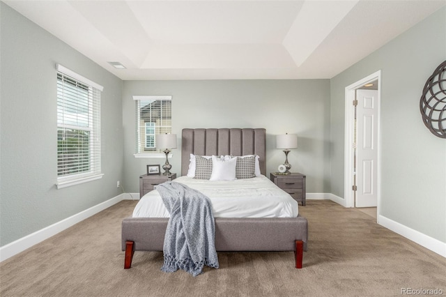 676 Fossil Bed Cir, Erie, CO 80516 - carpeted bedroom featuring a raised ceiling and baseboards