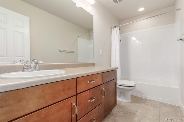 676 Fossil Bed Cir, Erie, CO 80516 - full bath with vanity, shower / tub combo, toilet, and tile patterned flooring